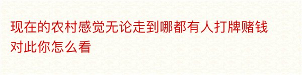 现在的农村感觉无论走到哪都有人打牌赌钱对此你怎么看