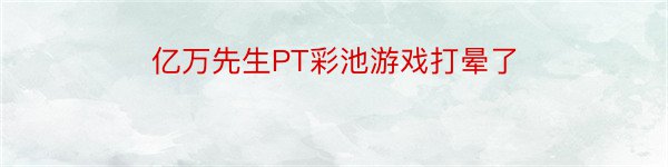 亿万先生PT彩池游戏打晕了