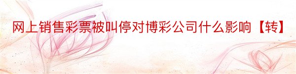 网上销售彩票被叫停对博彩公司什么影响【转】