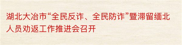 湖北大冶市“全民反诈、全民防诈”暨滞留缅北人员劝返工作推进会召开