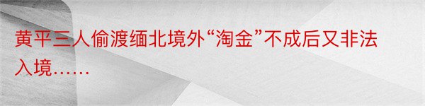 黄平三人偷渡缅北境外“淘金”不成后又非法入境……