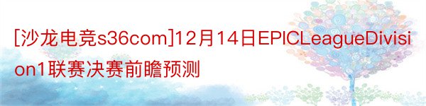 [沙龙电竞s36com]12月14日EPICLeagueDivision1联赛决赛前瞻预测